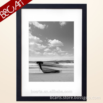 Beach painting black and white custom wall decor seascape paintings with boats